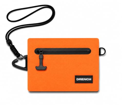 Image of Drench RFID Waterproof Floating Wallet IPX8 Dry Bag for Cards & Cash,Orange | IPX8 waterproof RFID wallet for cards, cash & keys with floating design, adjustable lanyard, belt loop & carabiner