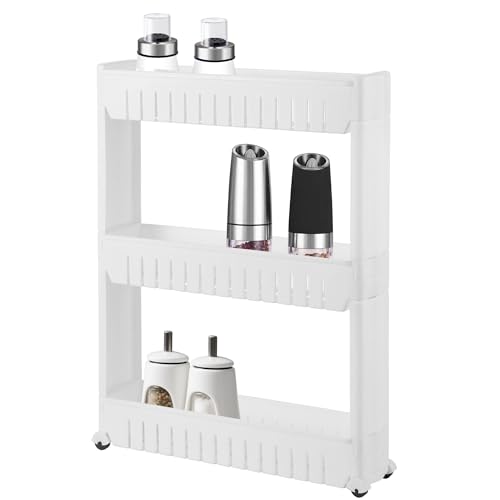 XFZJCHAP Slim Slim out Bathing Trolley Rack Support Storage Organizer sobre Ruedas (3 Niveles)