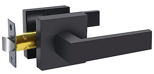 RAZCC Passage Door Lever, Matte Black Interior Door Handles for Hallway& Closet Heavy Duty Non-Locking Lever Sets Keyless Door Knobs Lockset for Right & Left Side Door, 1 Pack by RAZCC - Used condition - US$15.81