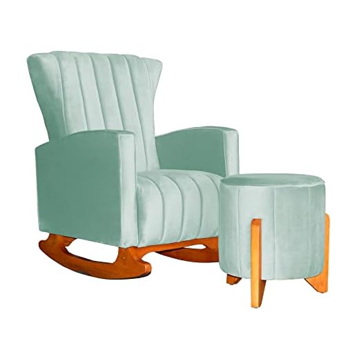 Kit 01 Poltrona Melinda Balanço e 01 Puff Jade Luxo Veludo Cores - DS Estofados