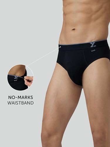 Image of XYXX Men's Traq Super Combed Cotton Regular Fit Solid Antibacterial Briefs with No Marks Waistband (Pack of 2)