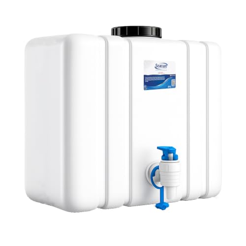 Image of SEACURE RO Waste Water Storage Tank 18L - Wall-Mountable, Food-Grade HDPE Plastic, Translucent Design, Easy to Connect with All Ro purifiers /Air Conditioners /Other Sources (18, Liters)