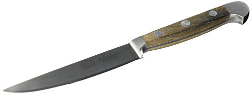 GÜDE Solingen - Cuchillo de filete con sierra forjado, 12 cm, madera de roble, ALPHA-FASSEICHE - doble virola, Hecho a mano en Alemania