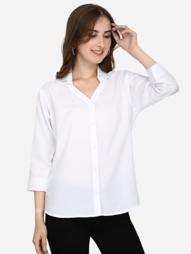 Image of DHRUVI Trendz Women's Solid Crepe Regular Fit Shirt