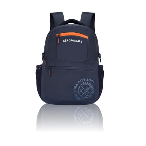 Aeropostale Backpack Basin - Navy | Durable 2-Compartment Laptop Backpack with Rain Cover Compartment | Bag for School, College and Work | Padded Back and Multiple Utility Pockets