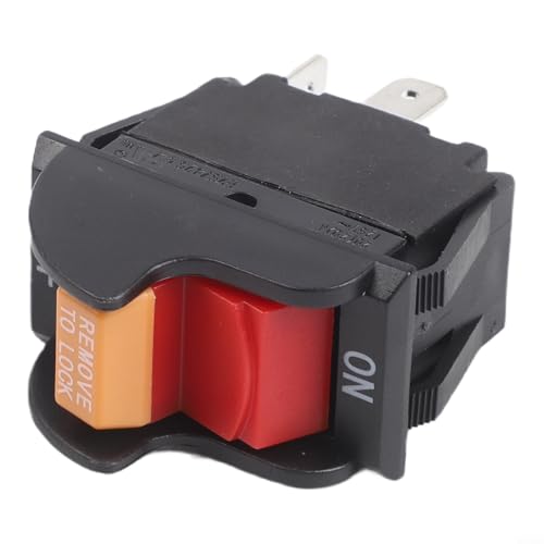 Interrupteur industriel pour scie à table, perceuse, presse à ruban, routeur, 20 A, 250 V, compatible avec Porter Cables 489105-00 1343758 46023 Contrôle de sécurité (4 broches)