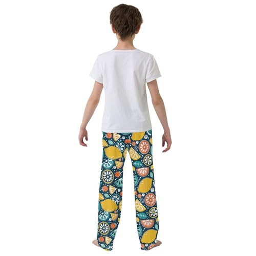 ZZXXB Lemon Watermelon Boys Long Pants Soft Trousers Elastic Waist Kids Lounge Bottoms with Pockets S-XL3