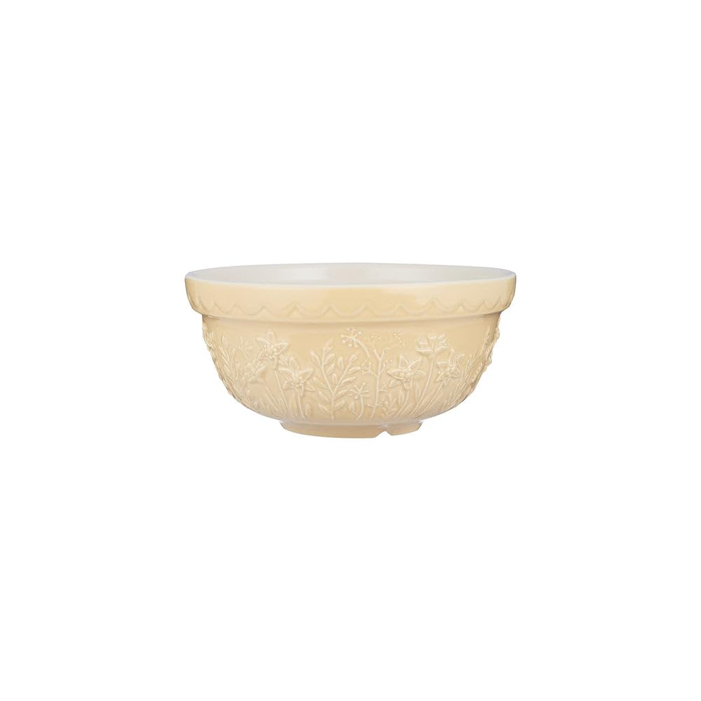 Mason Cash in The Meadow Size 30 Mixing Bowl 21cm | 1.1 Litre Floral Embossed Earthenware Bowl for Baking, Prep & Serving | Dishwasher Safe