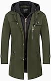 CREATMO US Peacoat Men's Topcoat Mens Military Jacket Business Overcoat Gabardinas Para Hombre Elegantes Gentle Single Breasted Wool Blend Pea Coats Army Green L
