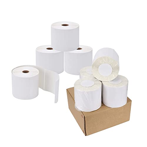 Image of 4 inch x 6 inch Direct Thermal Labels Roll, 450 Labels /Roll, White Perforated Shipping Labels Compatible with Zebra, Elton Printers(8 Rolls)
