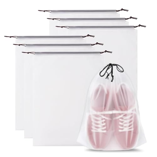 トラベルシューズバッグ - 透明なドローストリングバックパック トラベルシューズバッグ - 携帯用クリア6点セット ティーン トレイン 女性 男性用