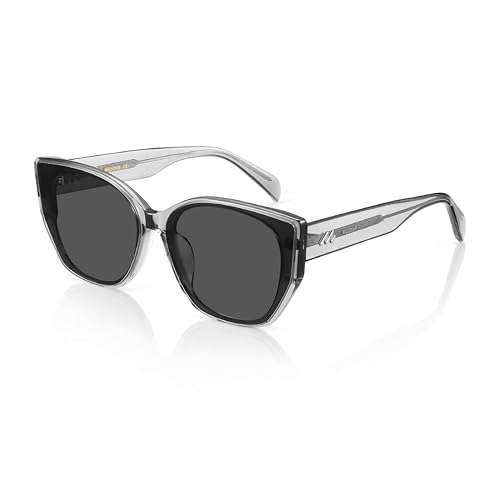 Image of Vintage Cat Eye Sunglasses Trendy Acetate ShadesUV400, Exclusive Brand of EssilorLuxottica, Slate Grey /Pure Gray Polarized 601