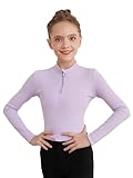 Agoky Camiseta De Yoga Gimnasia Danza para Niñas Cardigan Manga Larga con Cremallera Top Básico De Elástico Ropa Deportiva Fitness Morado 13-14 años