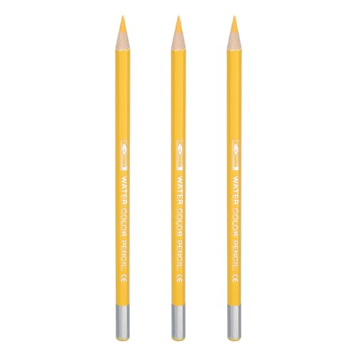 PATIKIL Lápices de acuarela, juego de lápices de color amarillo oscuro, lápices de colores para dibujar, suministros de dibujo para adultos, mezcla de libros para colorear, 3 piezas