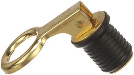 attwood 7524A7 Snap-Handle Drain Plug, For 1-Inch-Diameter Drains, Locks in Place, Brass Handle, Rubber Plug