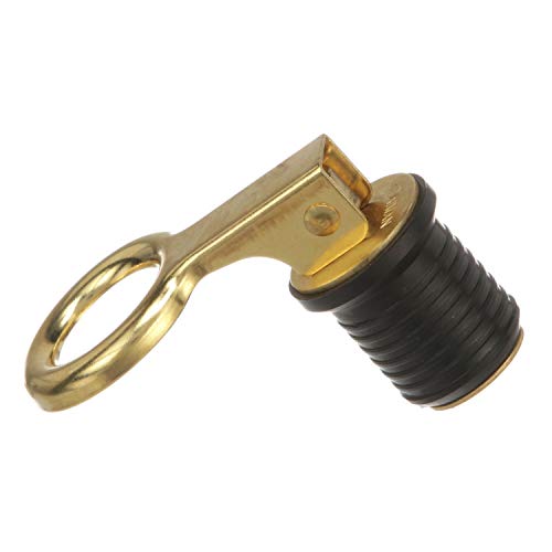 attwood 7524A7 Snap-Handle Drain Plug, For 1-Inch-Diameter Drains, Locks in Place, Brass Handle, Rubber Plug
