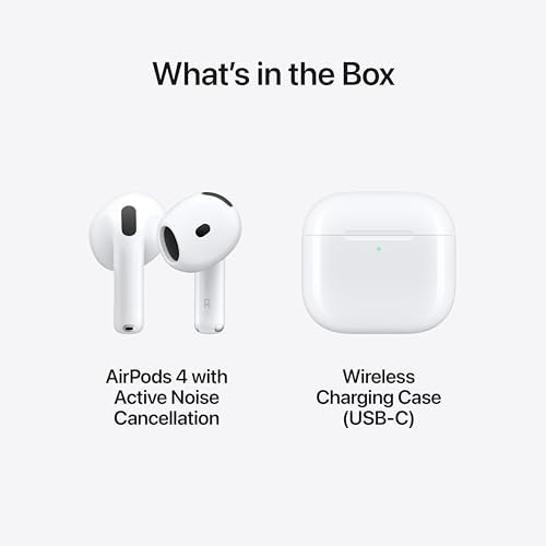 Apple AirPods 4 with Active Noise Cancellation, Wireless Earbuds, Bluetooth Headphones, Adaptive Audio, Transparency Mode, Personalised Spatial Audio, USB-C Charging Case,... - Image 6