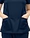 NY Threads Scrub Tops for Women Soft Stretch V-Neck Medical Scrub Top with Pockets, Large, Navy