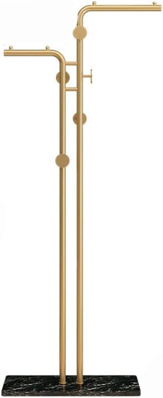 Coat and Hat Rack Floor to Floor Household Gold Hanger Bedroom Simple Storage Clothes Shelving Metal Shelf(D)