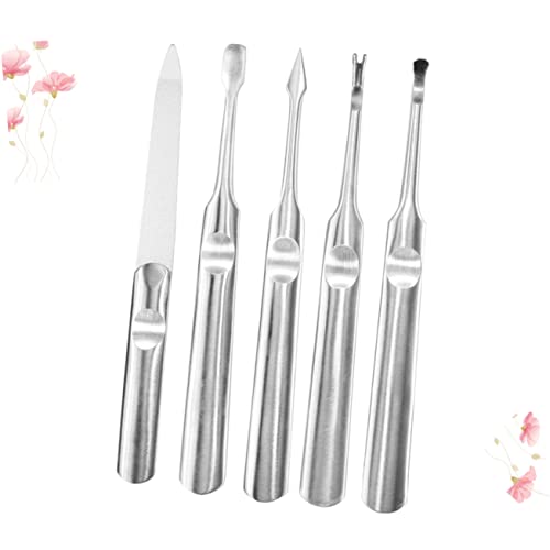 Beavorty 5 Pçs Aparador De Unhas Espátula De Metal Conjunto De Imersão De Unhas Cureta De Ouvido Rem
