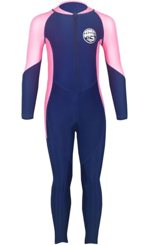 Image of Youth Girls Boys One Piece Water Sports Sun Protection Rash Guard UPF 50+ Long Sleeves Full Suit Swimsuit Wetsuit Swimwear