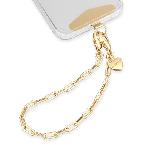 ROCONTRIP Cinturino da polso per cellulare, in metallo, per donne e ragazze, catena in metallo con linguetta da polso per iPhone