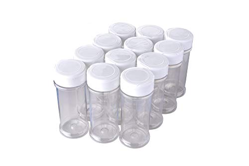 12 Pack of 6 Oz. Empty Clear Plastic Spice Bottles with White Sprinkle