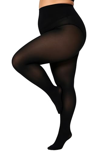 Image of CozyWow Plus Size Tights for Women 80D Soft Solid Color Semi Opaque Pantyhose High Waist 1X 2X 3X 4X