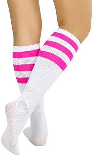 Image of ToBeInStyle Women's Premium Below Knee Athletic Socks w /Contrasting Wide Stripes