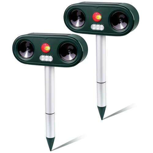 Cowiewie Utraschall Katzenschreck Solarbetriebener Tiervertreiber, Wasserdichter Frettchen, Katzenschreck mit PIR-Bewegungssensor für den Garten, wirksam gegen Katze, Hund, Frettchen(2pcs)
