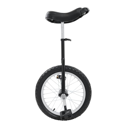 16 Inch Unicycle, Black with Durable Manganese Steel Frame, Adjustable Height for Adults & Kids, Perfect for Fitness Training and Balance Practice