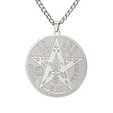 OAUWKEIY Collar Colgante redondo de estrella de cinco puntas estilo hip hop para hombre collar unisex