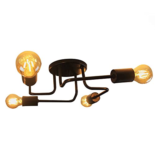 Lustre Luminária Sputnik Aranha 4 Braços Quarto Sala Cozinha Preto