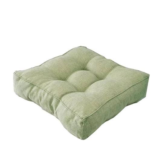 Hueborne Almohada De Suelo Cuadrada Grande For Meditación - Cojín De Lino De 50 Cm For Yoga, Lectura Y Tatami, Color Azul Pavo Real, Relleno De Algodón PP Transpirable(Sage Green,17.72'*17.72')