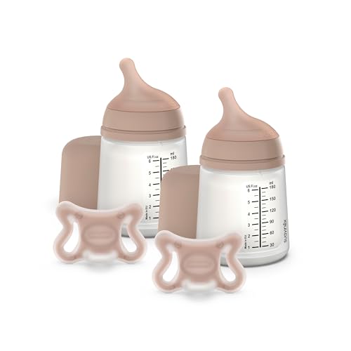 Image of Suavinex Zero Zero Deluxe Newborn Starter Set Small Anti Colic Baby Bottle + Pacifier, No 1 Spanish Baby Bottle Brand, Minimizes Bottle Rejection & Nipple Confusion, Adaptable Flow - Medium