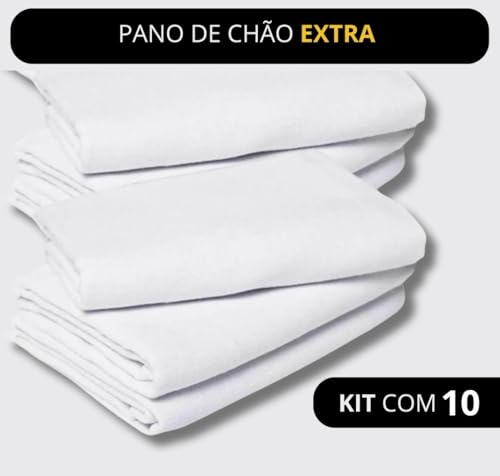 Kit 10 Panos de Chão Branco Grosso 45x65cm, 100% Algodão de Qualidade, Reutilizável e Ecológico, Ide