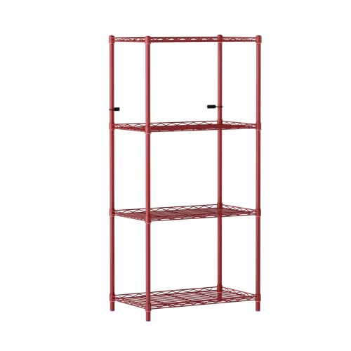 Image of 4-Shelves Wheels Heavy Duty Steel Storage Rack | Multipurpose Shelving Unit for Kitchen, Home & Utility (Red, 4 Shelves Wheels)