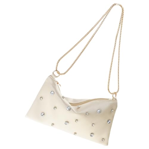 Kelisdi Bolso de hombro para mujer, elegante bolso de noche, adorno de tachuelas de metal, diseñado para reuniones de graduación y fiestas de boda, bolso con correa de cadena