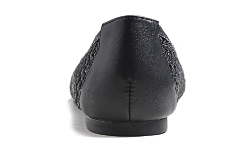 Image of FEVERSOLE Women's Woven Pointy Fashion Cutouts Breathable Knit Flat Shoes
