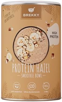 BREKKY Protein Hazel Smoothie Bowl High Protein - Fitness Frühstück | High-Protein-Bowl mit Haselnuss & Kakao. Reich an Ballaststoffen. Vegan. Schnell fertig.