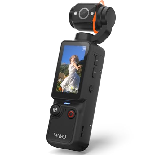 W & O Vlogging Camera with 180° Rotating Lens, Pocket Body Camera with Audio & Video...