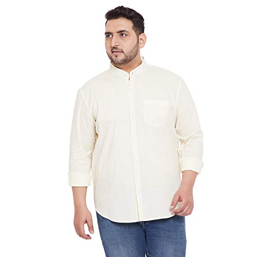 Instafab Plus Men Plus Size Solid Stylish Casual Shirts (4XL) Beige