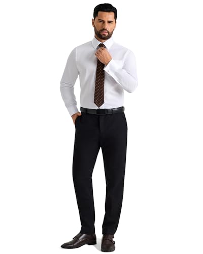 Image of Alimens & Gentle French Cuff Regular Fit Dress Shirts (Cufflink Included) | Office Work,Business Casual,Wedding,Formal Event,Interview,cufflink,Soft,Breathable,Polyester Cotton