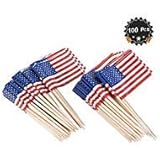 American Flag Picks Flag Toothpicks Cocktail Sticks Cupcake Toppers, 100 Count