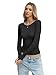 Eachyes Womens Boat Neck Long Sleeve Shirts Slim Fitted Tops Casual Basic Tees Spring Fall Fashion Outfits Clothes Black Small