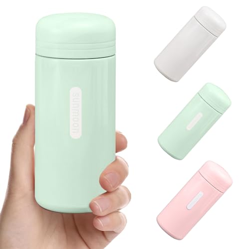 MUNSKT Termo pequeño de acero inoxidable 304 de 150 ml, para bebidas frías y calientes, doble pared al vacío, termo pequeño a prueba de fugas para bebidas frías y calientes (verde)