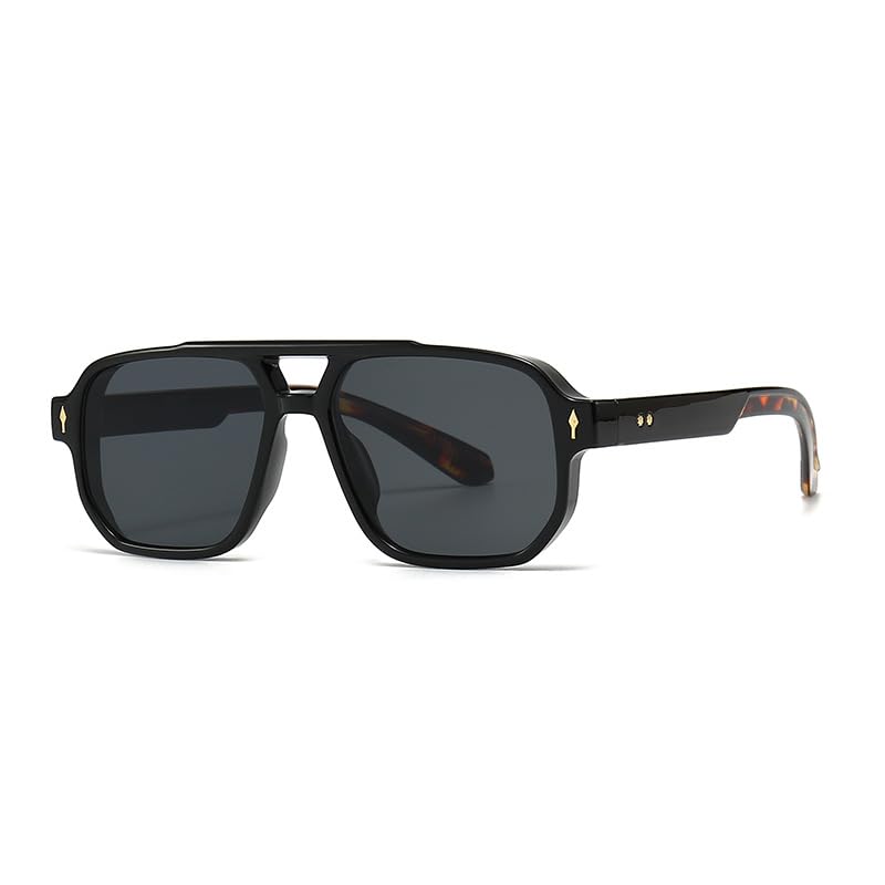 Square Double Bridge Sunglasses for Men & Women – Flat Top Vintage Shades Protection,Eyewear, Unisex Fashion Glasses-image-37