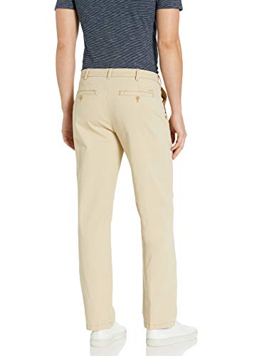 IZOD Men's Saltwater Stretch Flat Front Straight Fit Chino, Pale Khaki, 36W x 29L2