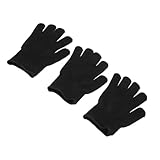 Cabilock Hitzebeständige Friseurhandschuhe aus Baumwolle 3 Stück pack für Lockenstab und Haarglätter Hitzeschützende Schutzhandschuhe für Haarstyling Hitzebeständig bis 200 °c Schwarz