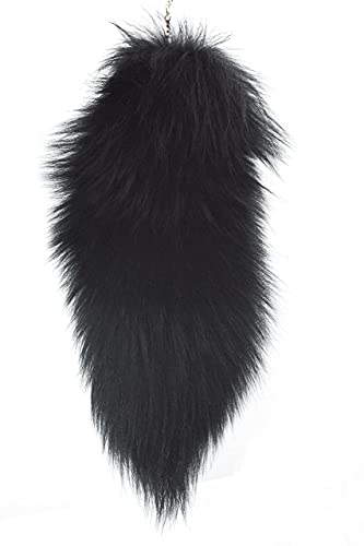 Lupidyyxun Real Fox Tail Fluffy Furry Fox Fur Tail Keychain Black Red White Fox Tail Fur Cosplay Toy for Kids